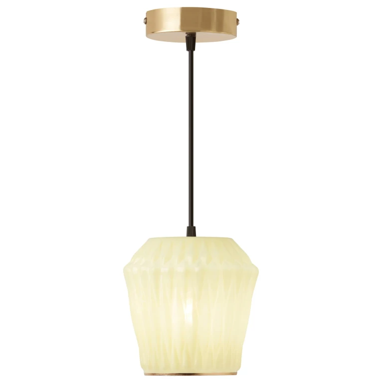 Light Yellow and Gold Dome Shade Pendant