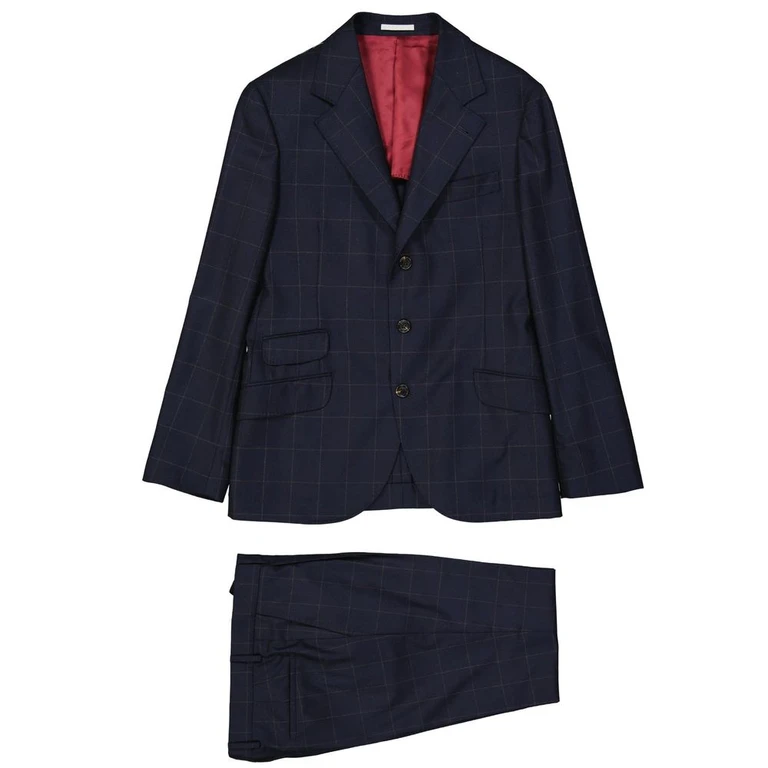 Brunello Cucinelli Blue Wool Two-Piece Suit - Men