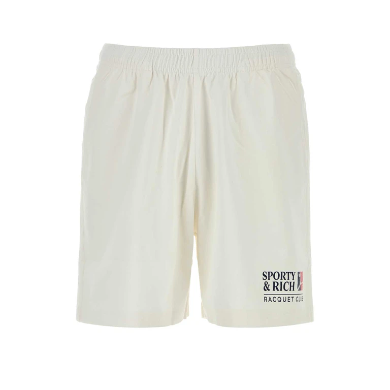 Sporty & Rich White Cotton Bermuda Shorts Whitenavyruby Exterior - Men