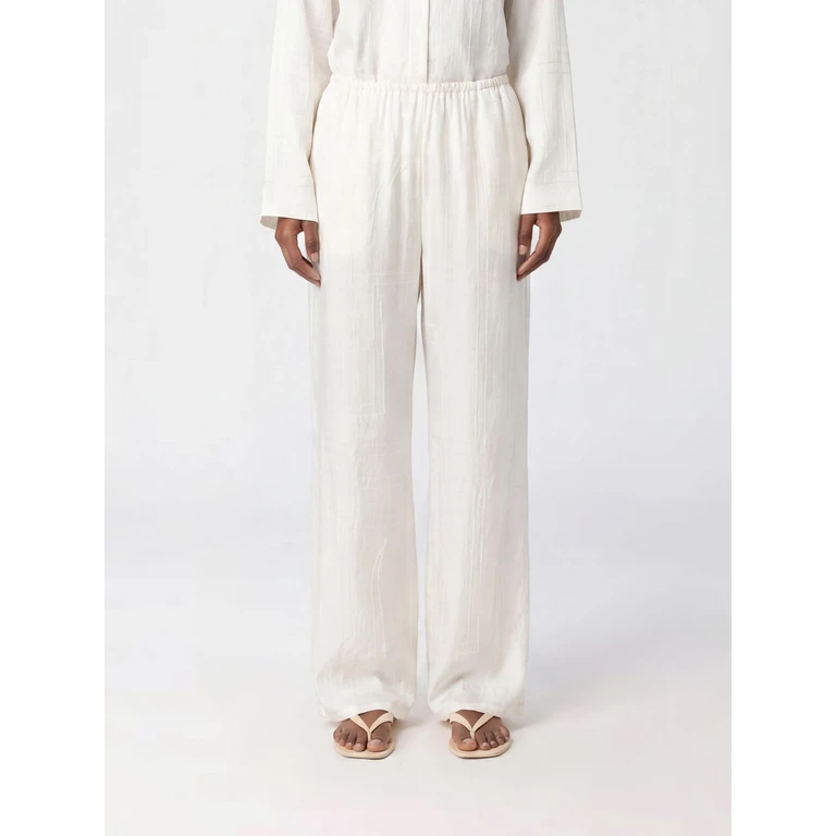 TOTEME High-Waisted Silk Palazzo Trousers with Logo Print (263WRB0494FB0704055)