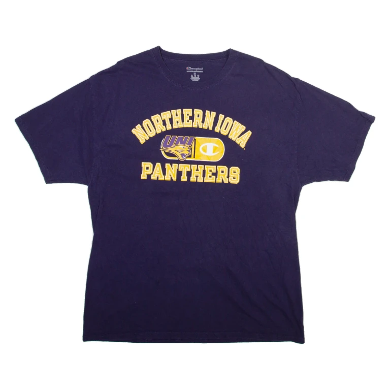 CHAMPION Northern Iowa Panthers Mens T-Shirt Blue USA XL