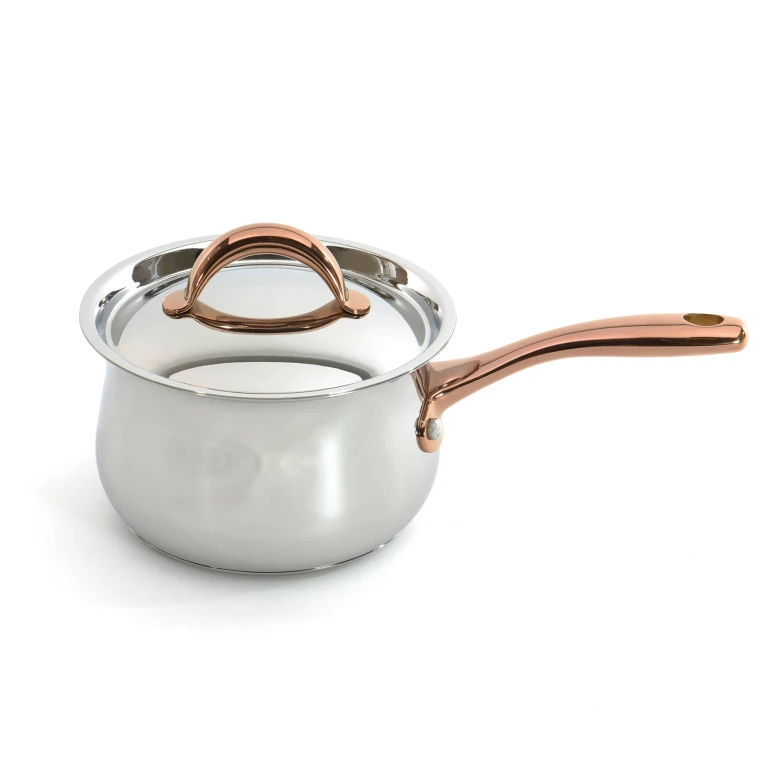 Ouro Gold 18/10 Stainless Steel 6.25" Saucepan with SS Lid, 2.5qt.
