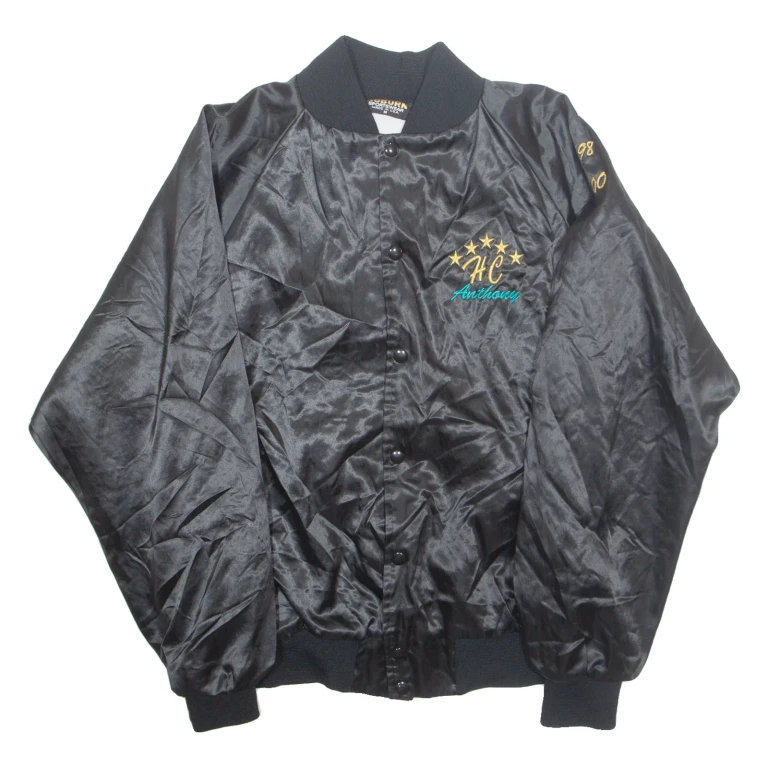AUBURN Mens Varsity Jacket Black Nylon USA M