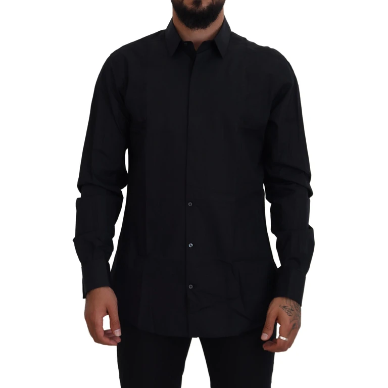 Dolce & Gabbana Black Gold Cotton Slim Fit Dress Mens Shirt - Men