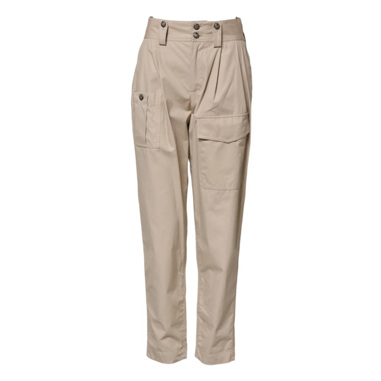 Dolce & Gabbana Beige Cotton High Waisted Pants - Women