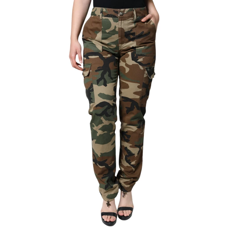Multicolor Camouflage Cargo Pants Cotton - Women