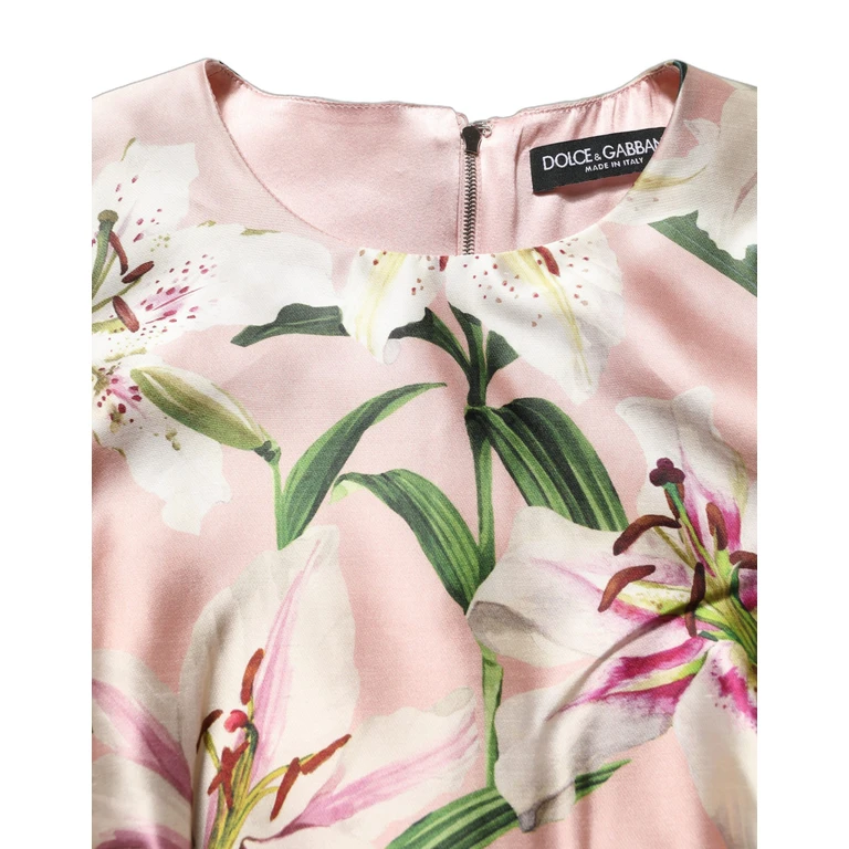 Dolce & Gabbana Light Pink Lilyprint Sleeveless Sheath Dress Silk - Women