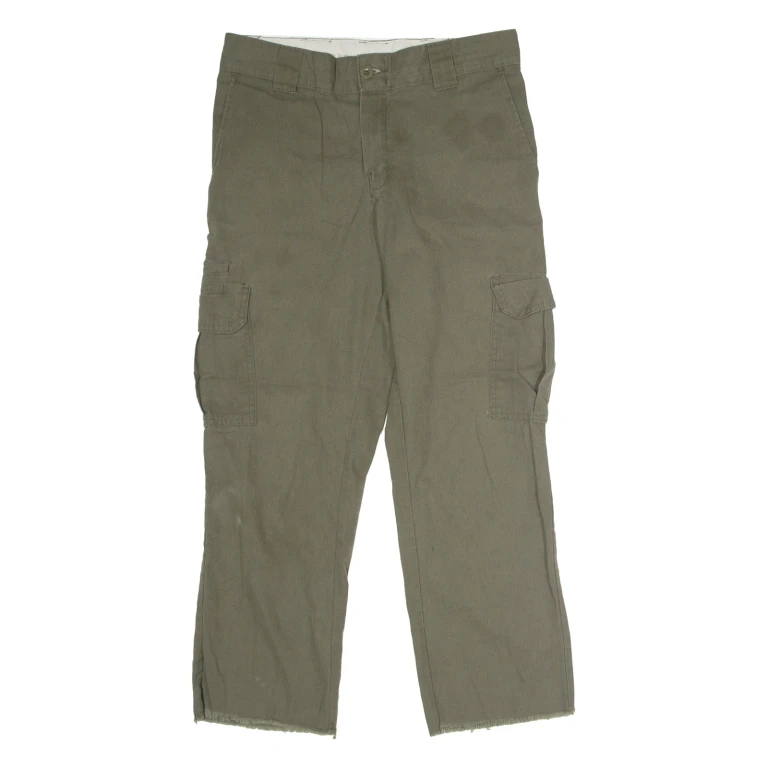 DICKIES Flex Workwear Cargo Mens Trousers Green Regular Straight W30 L27