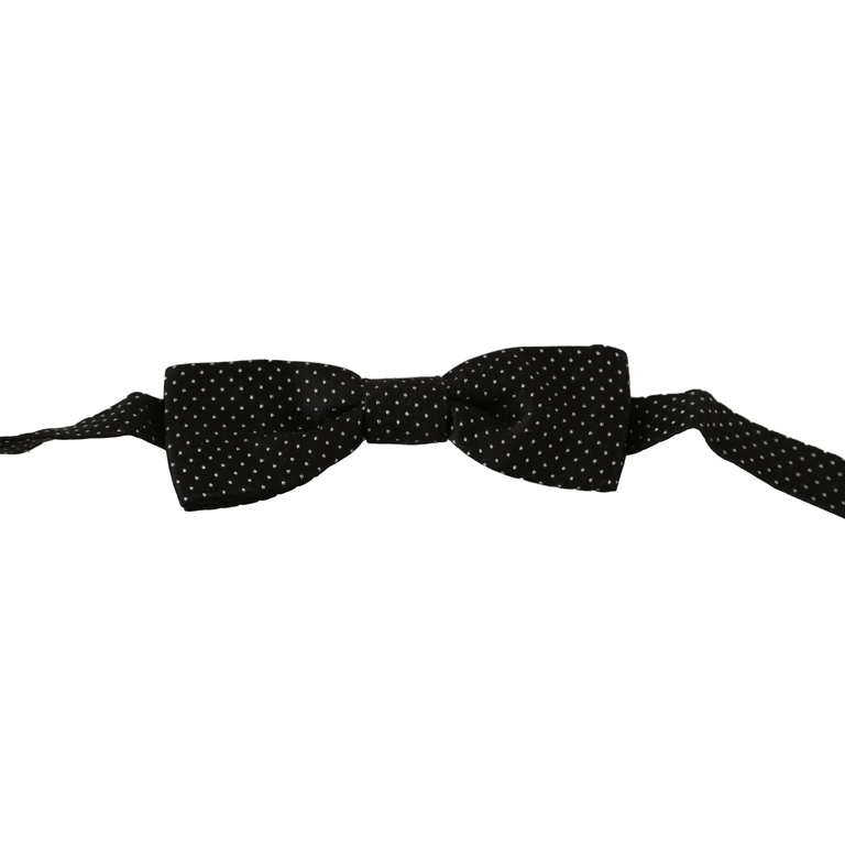 Dolce & Gabbana Black Polka Dots Silk Adjustable Neck Papillon Men Bow Tie - Men