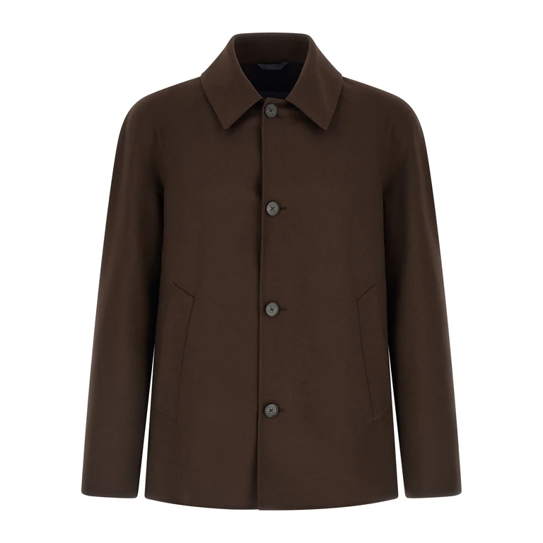 Brown Polyester Full-Length Jacket Clothing - Men