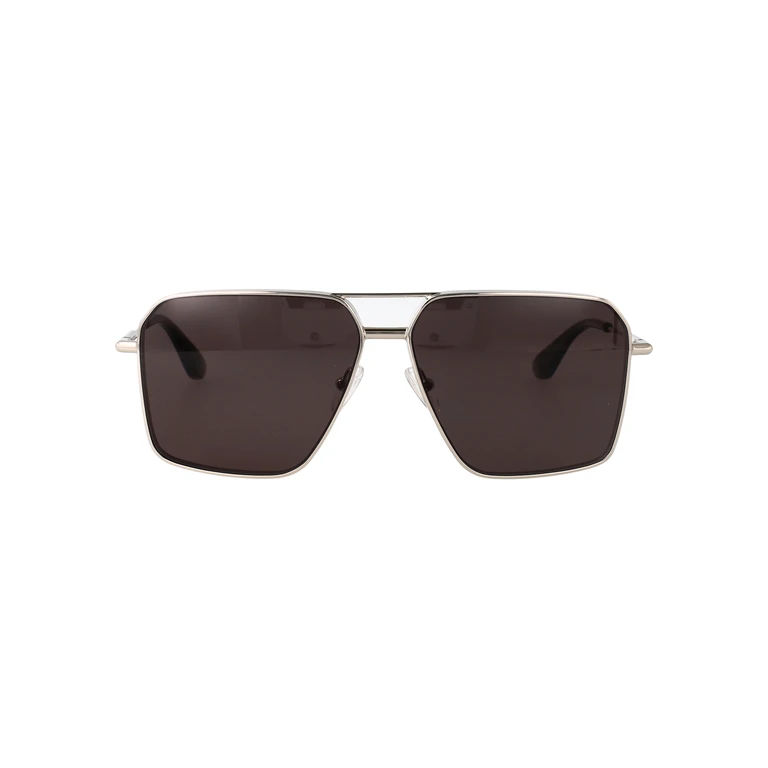 Alexander McQueen Am0500s 001 Silver-silver-grey Metal Sunglasses - Men