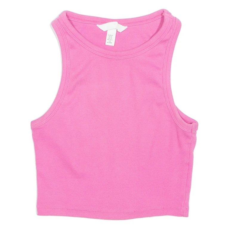H&M Cropped Womens Vest Pink Sleeveless XS