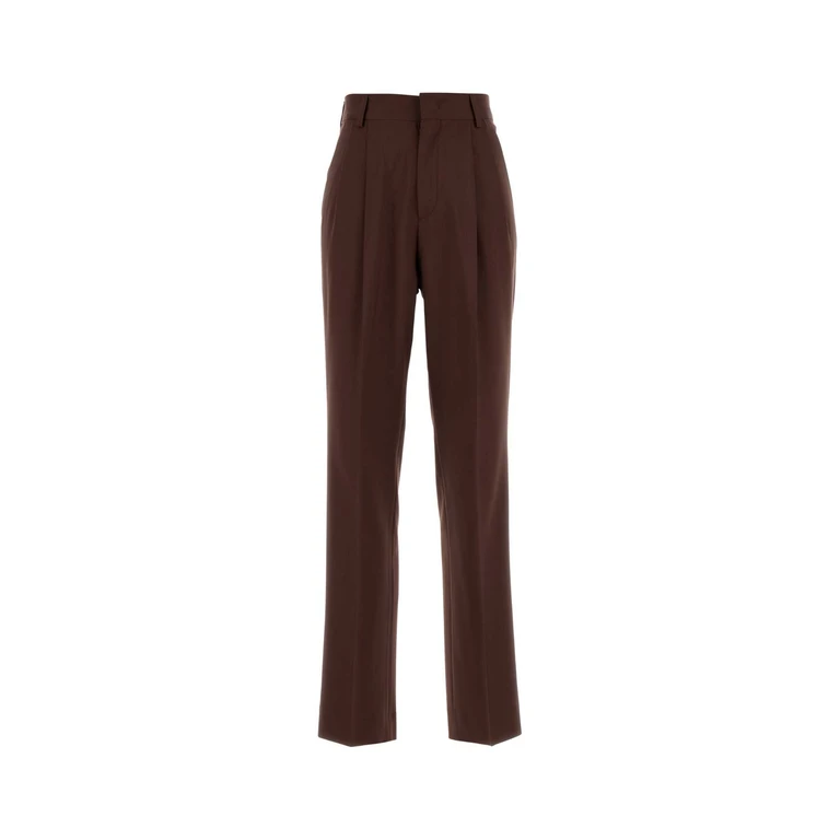 Chocolate Wool Celia Pant Brown Exterior: Virgin Pantaloni - Women
