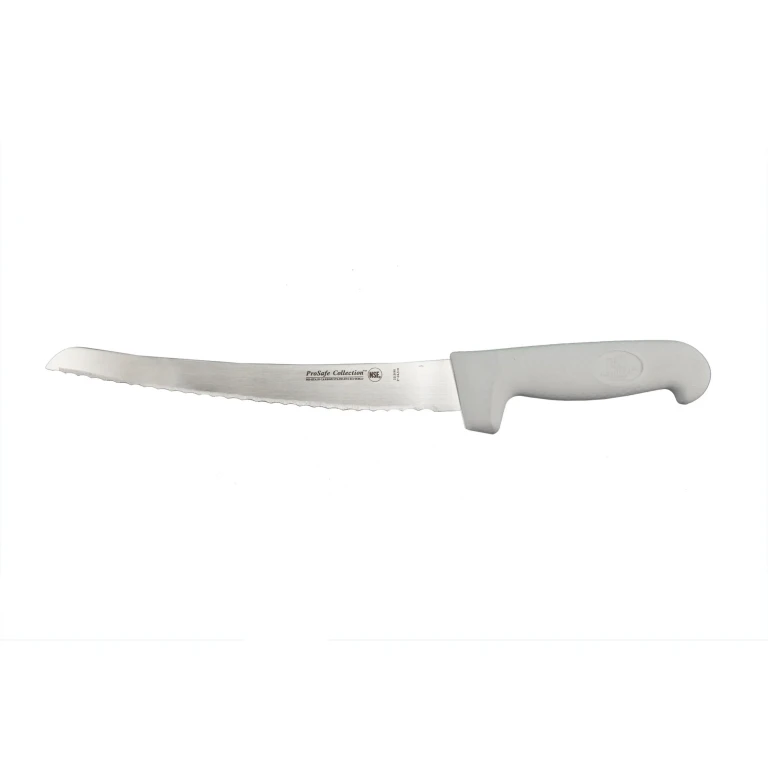 Ergonomic Stainless Steel Bread Knife, Curved Serrated, 9"