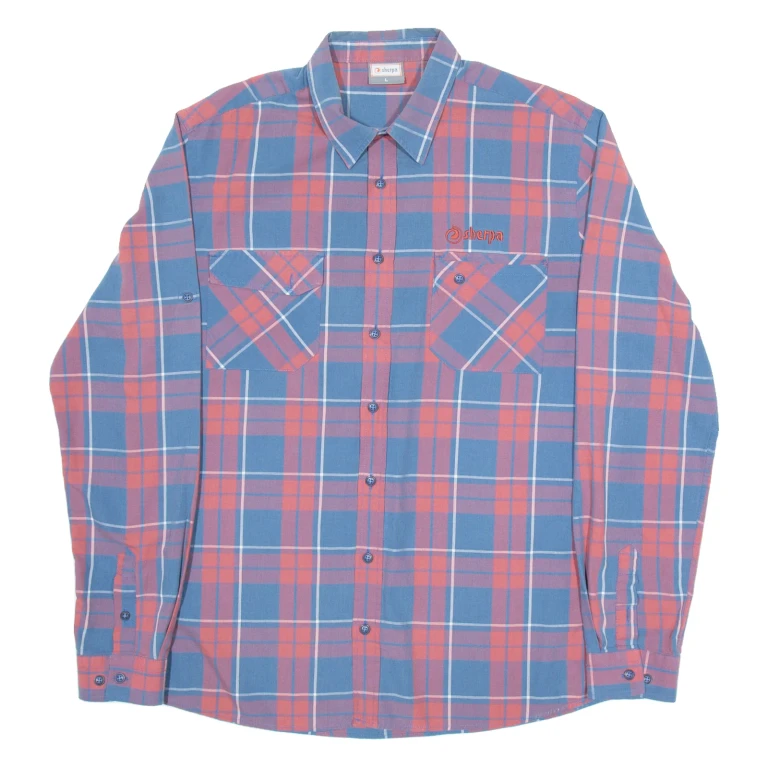 SHERPA Mens Shirt Blue Check Long Sleeve L