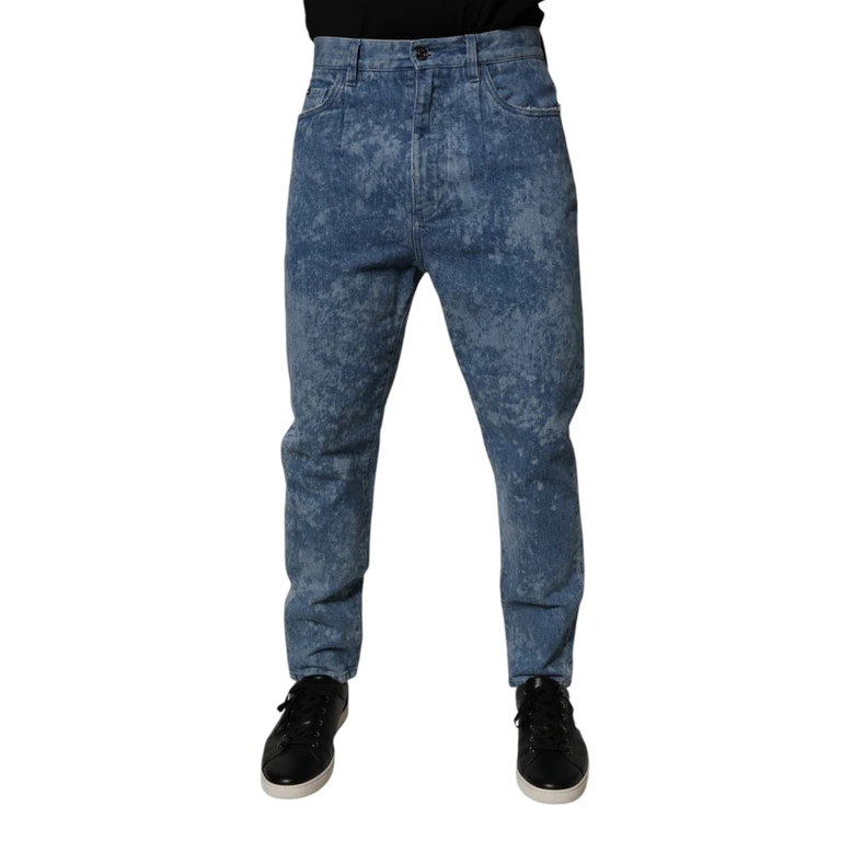 Blue Tie Dye Cotton Skinny Men Denim Jeans Elastane Clothing - Men