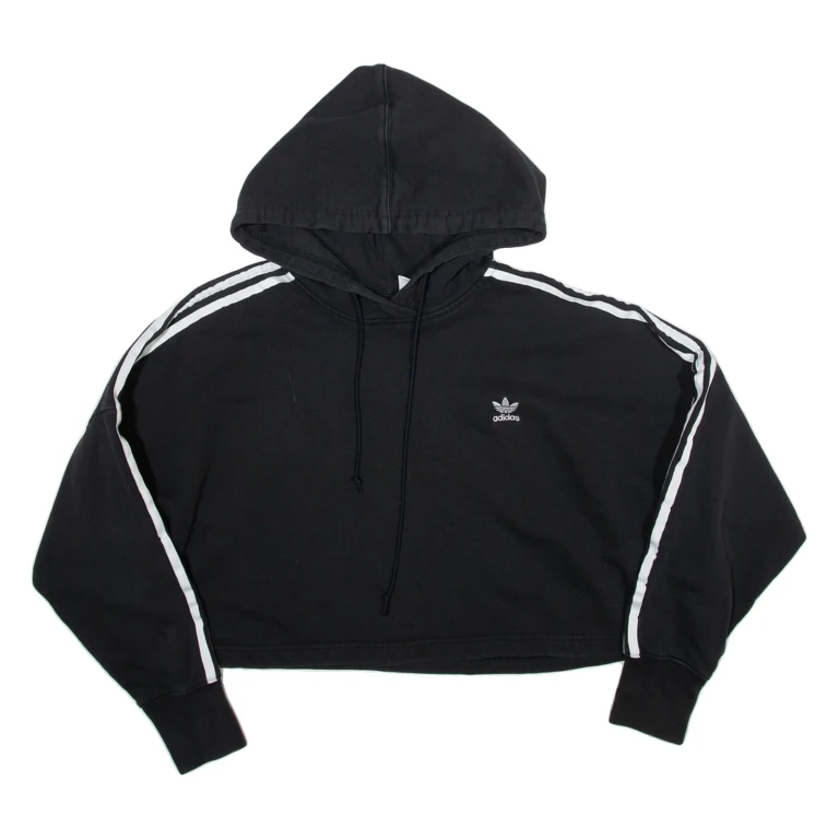 ADIDAS Cropped Womens Black Hoodie UK 8