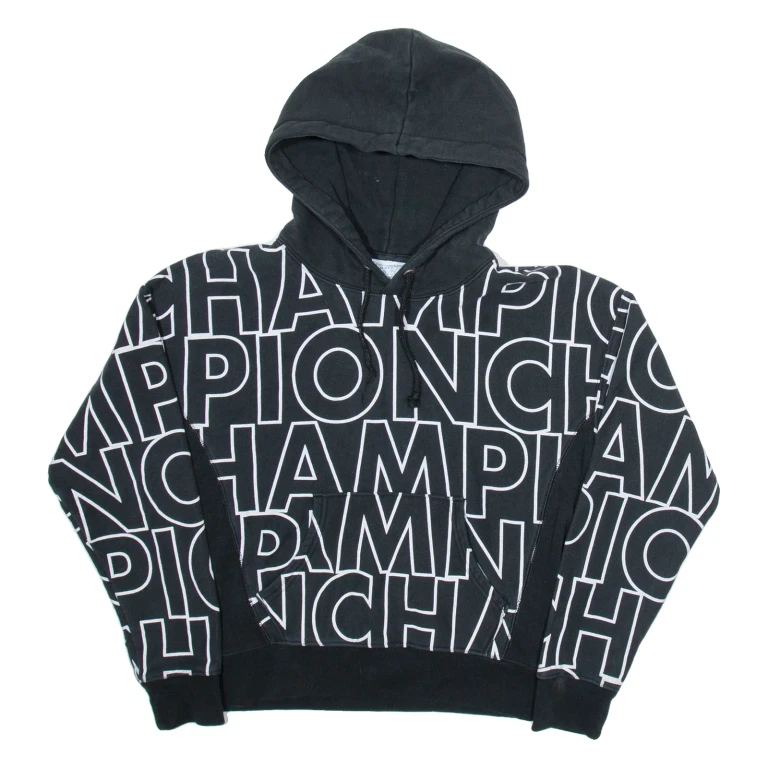 CHAMPION Womens Black Hoodie S
