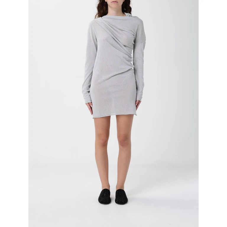 Slim Fit Asymmetrical Mini Dress in Organic Cotton With Long Sleeves (WJOR01116)