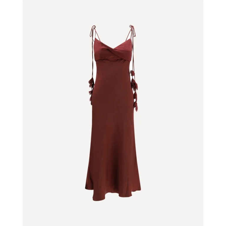 Robe midi fleurie en satin Self-Portrait