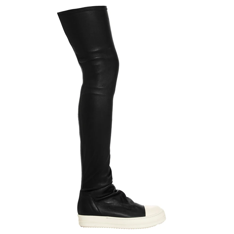 Rick Owens Bicolor Cotton Over The Knee Shoe - Women