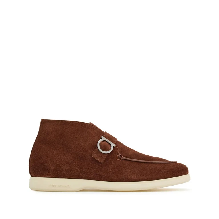Gancini-Buckle Suede Boots