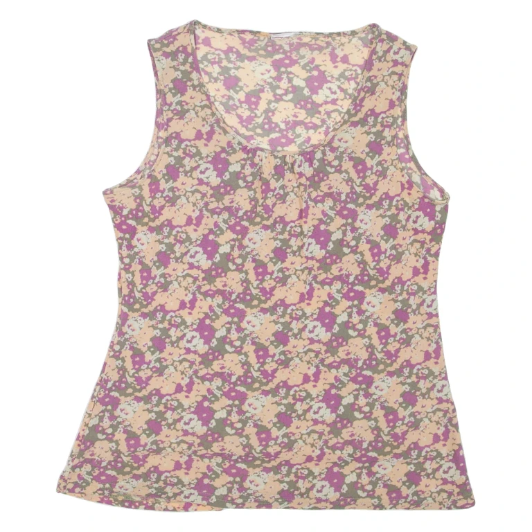 Womens Printed Top Purple Sleeveless Floral L