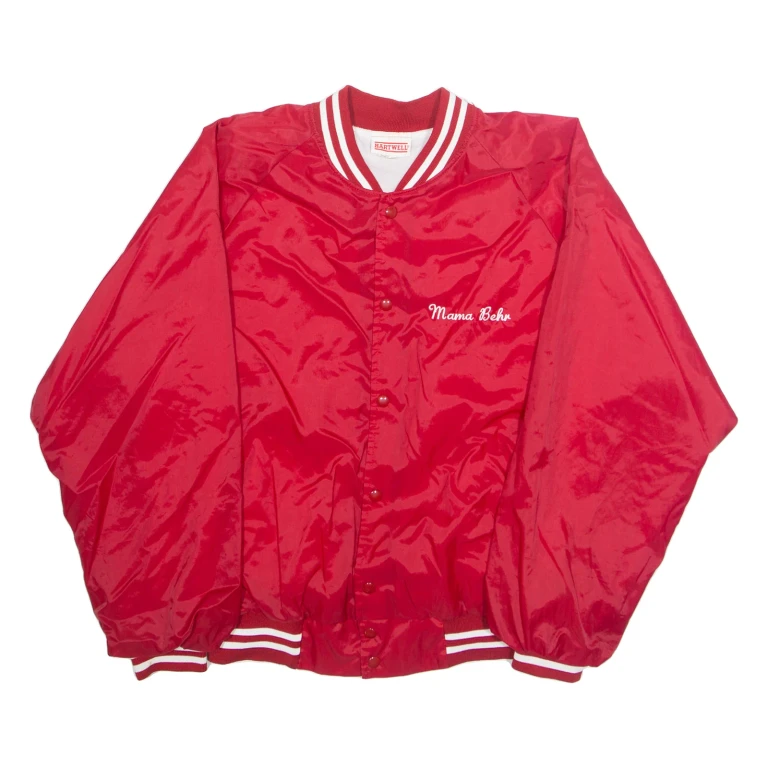 HARTWELL Mens Varsity Jacket Red Nylon M
