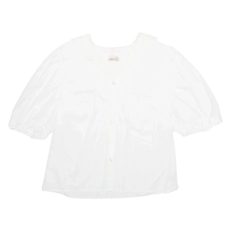 Womens Blouse White V-Neck L