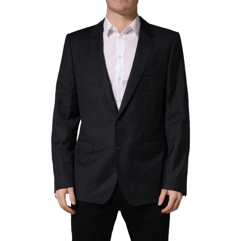 Dolce & Gabbana Black Wool Slim Fit Coat Men Jacket Blazer Virgin Clothing - Men