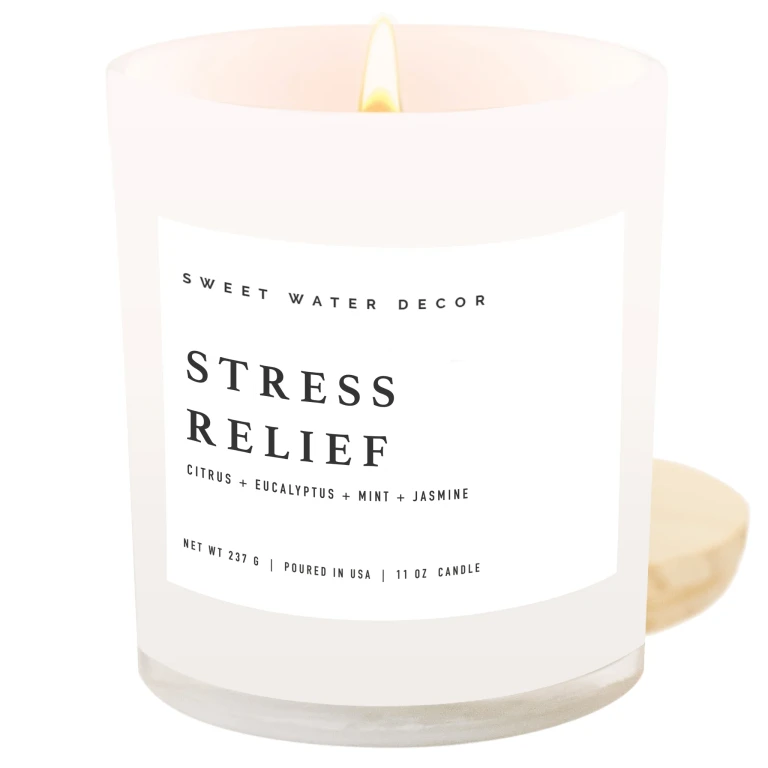 Stress Relief Soy Candle - White Jar - 11 oz