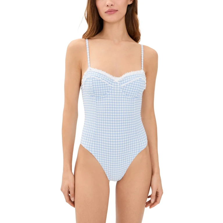 LoveShackFancy Olivienne One-Piece Swimsuit SEASIDE MORNING M