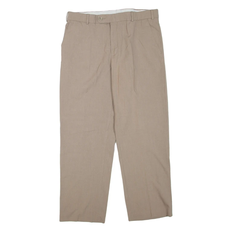 Mens Trousers Beige Regular Tapered W34 L30