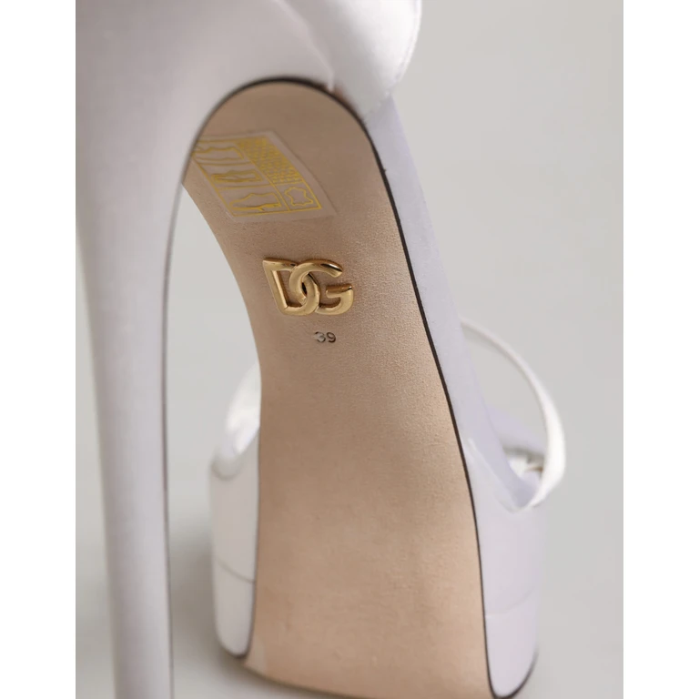 Dolce & Gabbana White Platform Ankle Strap Sandals Shoes Leather - Women
