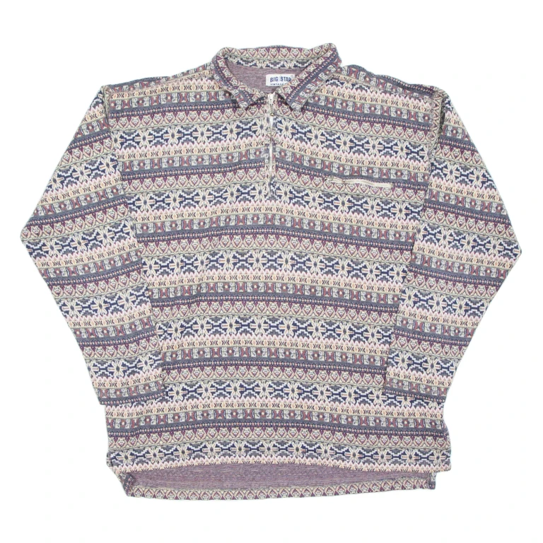 BIG STAR VINTAGE LINE Mens Sweatshirt Beige Collared 90s XL