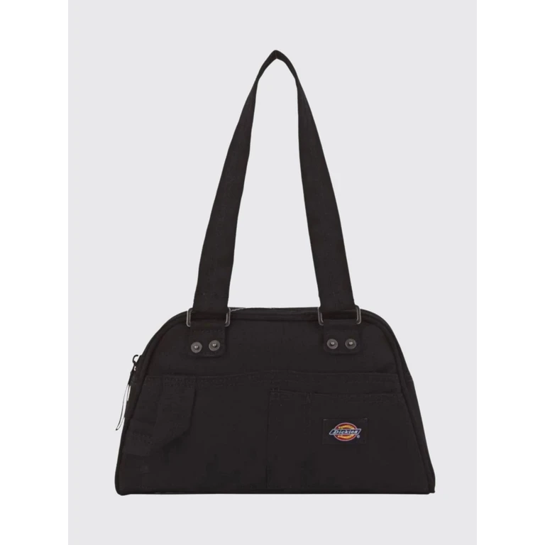 Flared Canvas Shoulder Bag with Double Handle and Logo Patch (DK0A4ZAMBLK1)
