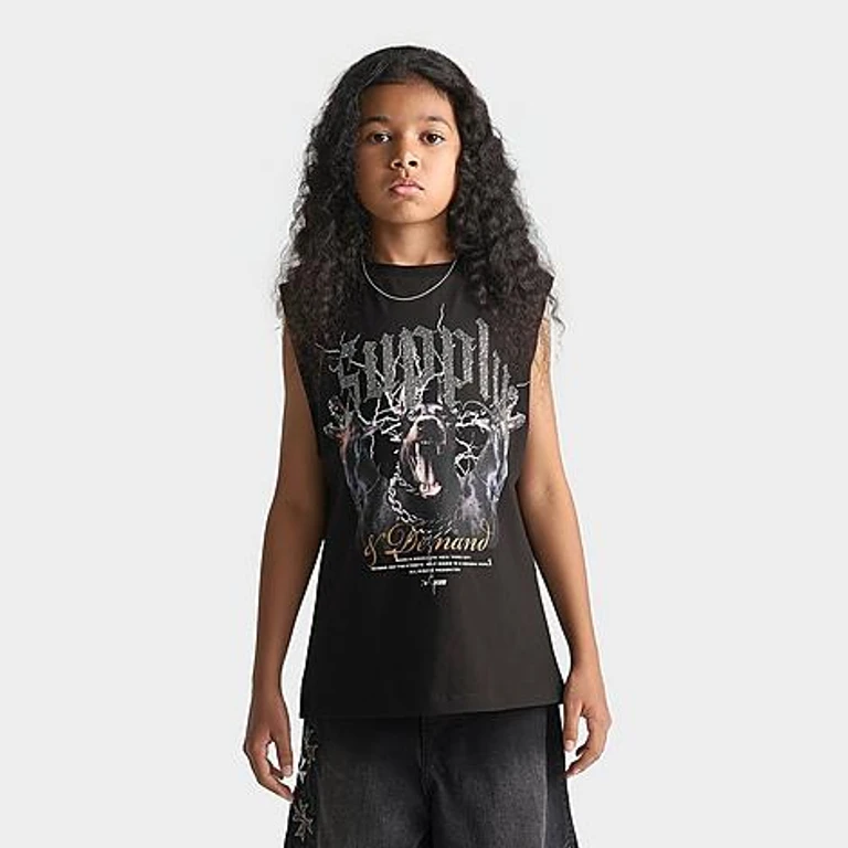 Big Kids Baker Cutoff Tank Top in Black Size: Small