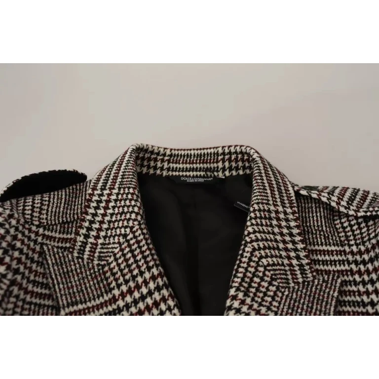 Dolce & Gabbana Gray Check Plaid Long Trench Coat Jacket Cotton Clothing - Men