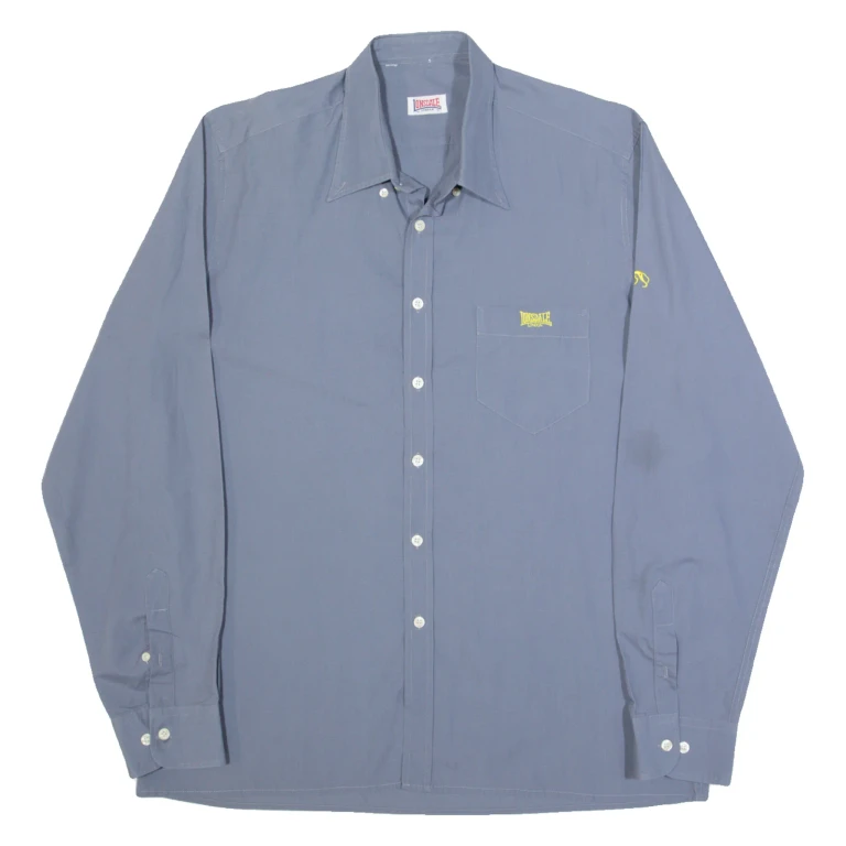 LONSDALE Mens Plain Shirt Grey Long Sleeve L