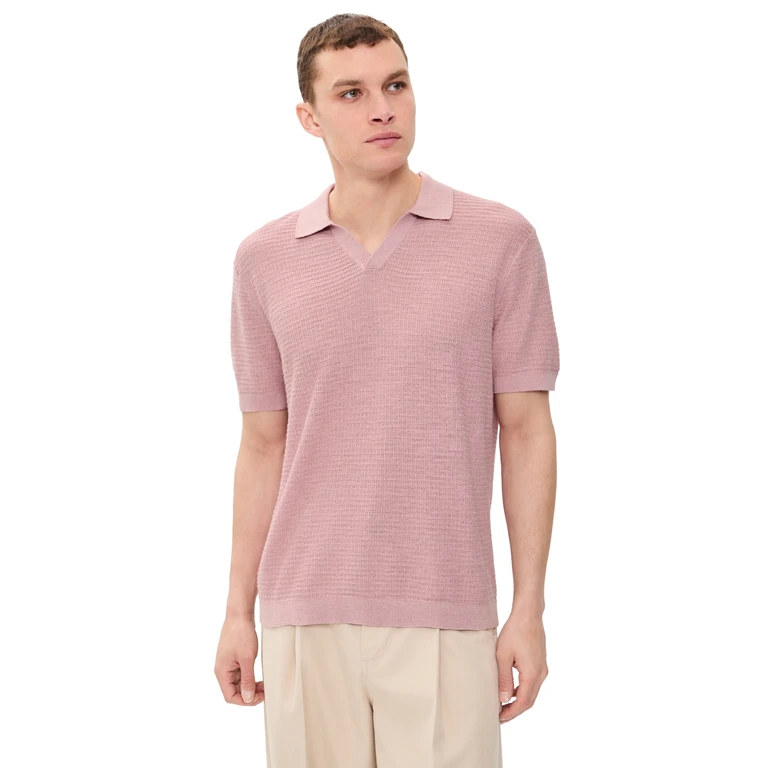 Theory Brenan Polo In Pacific Linen Chalk Pink XXL