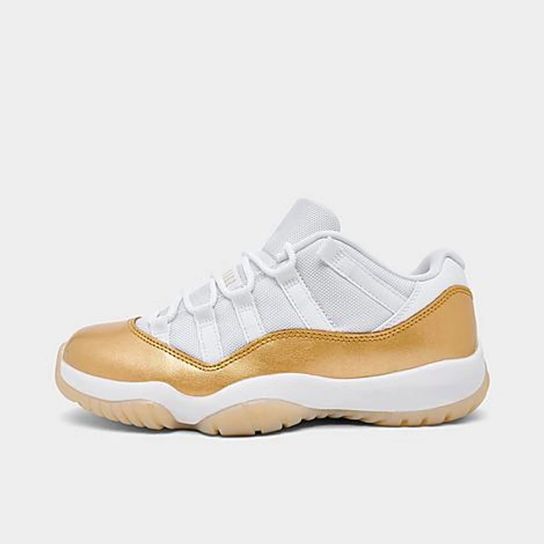 Women's Air Retro 11 Low Basketball Shoes in White/Metallic Gold/Team Gold Size: 5.0