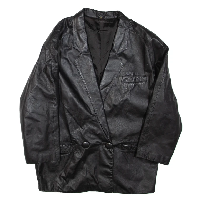 Womens Blazer Jacket Black Leather L