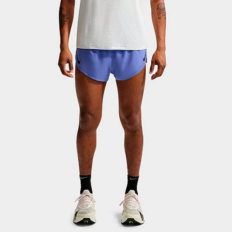 Nike Men's AeroSwift Dri-FIT ADV 2" Brief-Lined Running Shorts in Sapphire/Black Size: Small