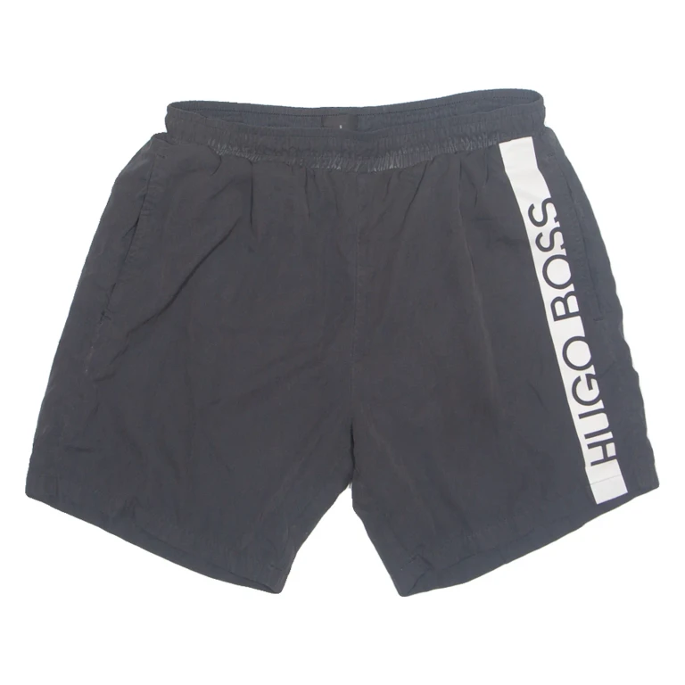 HUGO BOSS Mesh Lined Mens Swimming Shorts Black Relaxed S W26