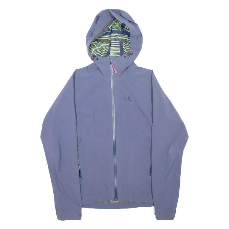 JACK WOLFSKIN Womens Rain Jacket Blue Hooded UK 10