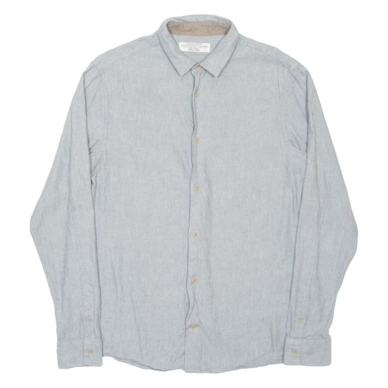 ALL SAINTS Mens Plain Shirt Grey Long Sleeve S