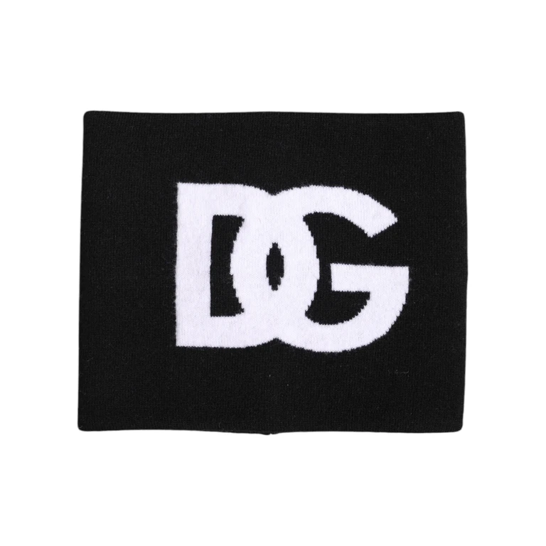 Black White Logo Print Knitted Neck Warmer Scarf And Virgin Wool Nylon Elastane - Men
