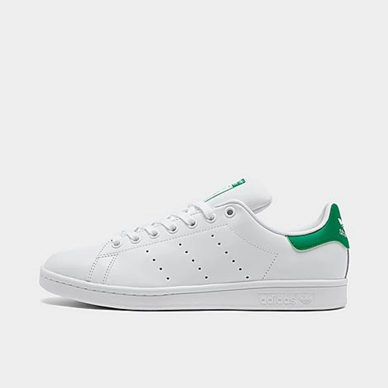 adidas Men's Originals Stan Smith Casual Shoes in Cloud White/Core White/Green Size: 4.0