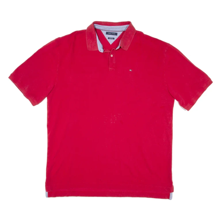 TOMMY HILFIGER Mens Polo Shirt Red 2XL