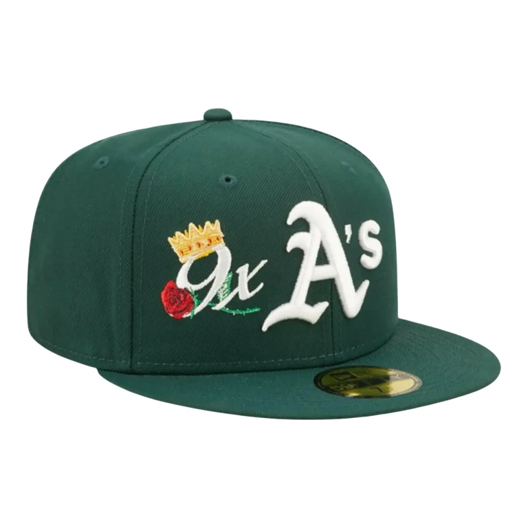 Oakland Athletics Crown Champs WS Men Fitted Hat Green